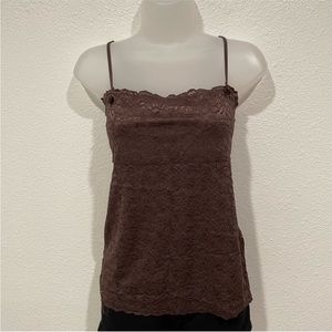NEW brown lace sleeveless camisole tank top blouse shirt